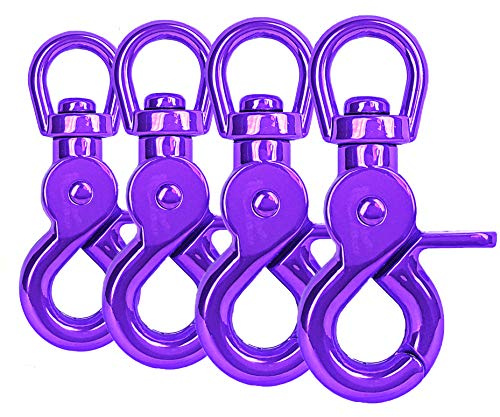 4X Mosquetón de Tijera con articulación giratoria, Acero aleado,61mm de Longitud