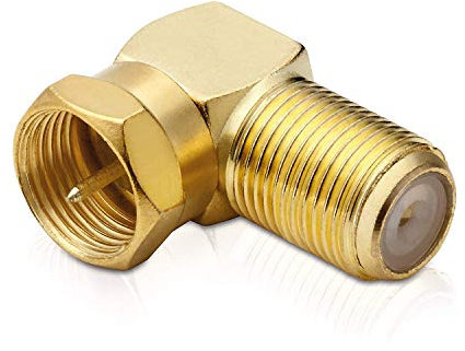 conecto 90-Grad-Winkeladapter F-Stecker auf F-Buchse, Adapter zum Abwinkeln eines F-Anschlusses vergoldet