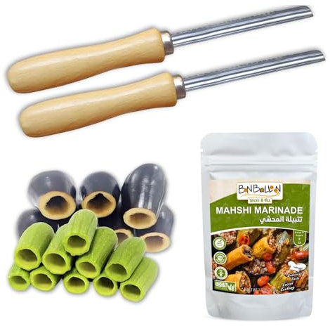 Bonballoon 2pcs Stainless Steel Vegetable Corer, 8 Long, Non-Slip Wooden Handle, Dishwasher Safe