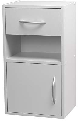 URBNLIVING 1 Door 1 Drawer Wooden Bedroom Bedside Cabinet Shelf Nightstand Side Table Unit (White)