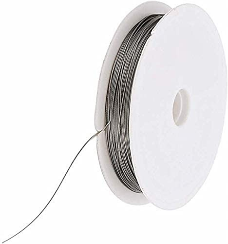 AKAMAS 1 rouleau de fil en acier inoxydable souple et flexible pour bijoux (80 m, 0,38 mm) (argenté)