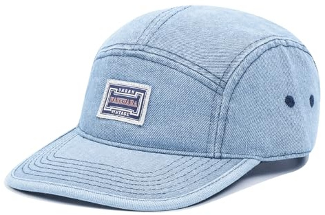 Croogo Flat Brim Vintage Dad Hat 5 Panels Classic Baseball Cap Military Street Cap Trucker Umpire Sun Cap,Light Blue-5P09