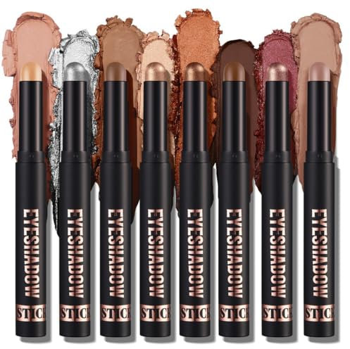 Ofanyia 8 Farben Lidschatten Stick Set, Schimmer Matte Lidschatten Crayon Eye Brightener Stick, Smooth Texture Cream Eyeshadow Pen, Long Lasting Waterproof Eye Shadow Pencil Gift Set