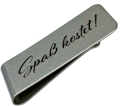 Geldklammer aus Edelstahl mit Lasergravur - Spaß kostet! - Hochwertige Geldscheinklammer für stilvolle Organisation deiner Geldscheine