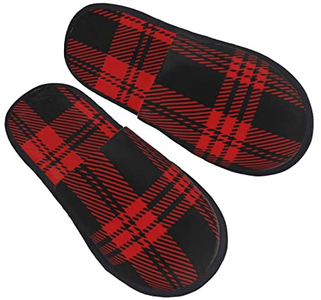 Hombre Mujer Zapatillas De Estar Por Casa Tartán Escocés De Cuadros Escoceses Negros Y Rojos Zapatillas De Invierno Antideslizante Zapatos De Estar Cálido Cálido Zapatos Para Otoño Hotel Casa M