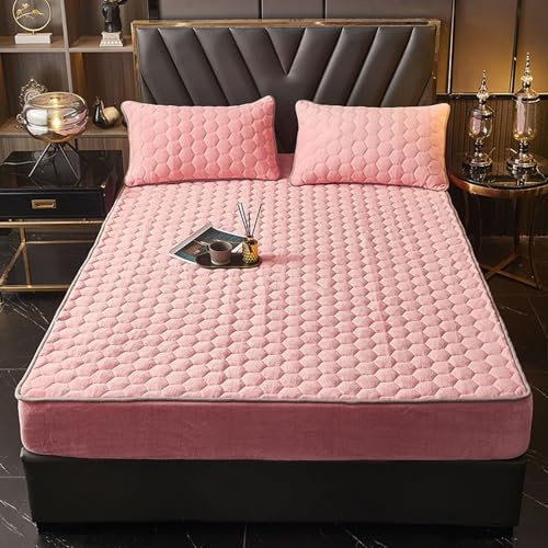 Spannbetttücher 90X200, Fitted Sheet Mattress Volltonfarbe Milchfaser Rosa Spannbettlaken 1 Stück