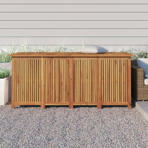 Gecheer Scatola portaoggetti da giardino, 175 x 80 x 75 cm, in legno massello di acacia, contenitore di immagazzinaggio esterno, organizer per attrezzi da giardino, cassapanca per cuscini, balcone