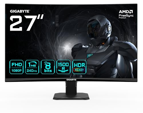 GIGABYTE GS27FC2 Moniteur Gaming Incurvé 27 FHD - 1920 x 1080, 240Hz, 1ms, 350 CD/m², HDR Ready, HDMI 2.0, Displayport 1.4