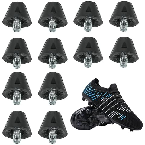 Yiranfuyao 12 Pcs Football Boot Studs, 0.51in & 0.63in Plastic Soccer Cleats Replacement Spikes Stud Replacement Spikes M5 Threading Screw Soccer for Adult Children Men Boys Girls Soccer Shoes Black
