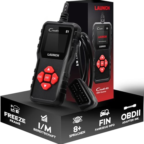 Launch Creader E1 OBD2 Diagnóstico para Auto, Lector de Errores para Motor y Emisiones, Lee y Borra Códigos de Error, Muestra Datos en Vivo y Preparación I/M, Soporta Comprobación de Voltaje de