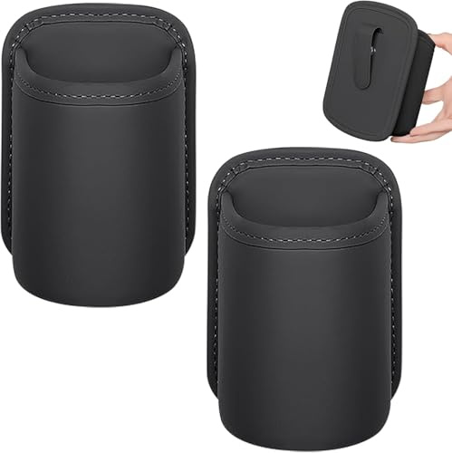 HORREX 2 Pièces Porte Gobelet Voiture en Cuir Grande Taille, Support Gobelet Voiture, Noirs Porte-Bouteille à Clip en Cuir Résistant aux Rayures, Porte-Gobelets À Boissons Et À Café