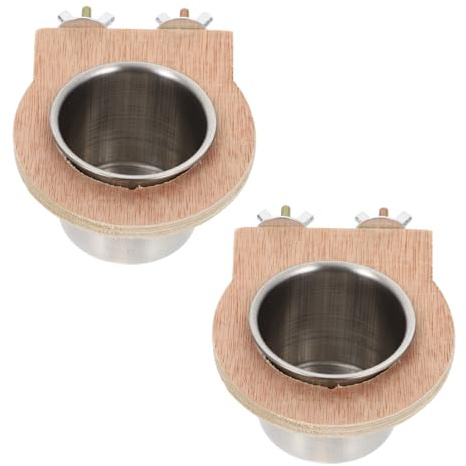 NUOBESTY 2 Pièces Mangeoire pour Oiseaux en Acier Inoxydable, Grande Capacité, Facile à Installer, pour Alimentation en Cage D'hamsters et Animaux de Compagnie