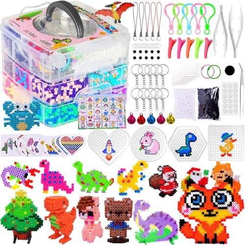 JOTOL Perline da Stirare Set,11500 pcs Perline a Fusione,Fusione Kit Creativo Fai da Te,Set di Perline da Stirare,Perline da Stiro,Artigianali Fai Set con Carta Stiro,Stirare Pegboard e Accessori