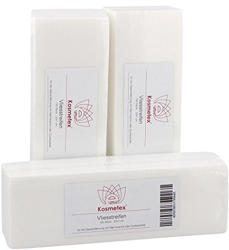Kosmetex Vliesstreifen 250 Stück für Wachs, Vlies-Streifen 20cm für die Haarentfernung mit Warmwachs und Zuckerpaste