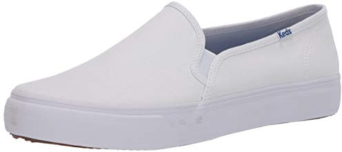Keds Double Decker Slip on, Tennis Donna, Tela Bianca, 39 EU Larga