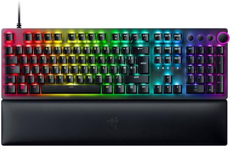 Razer Huntsman V2 (Red Switch) - Optical Gaming Keyboard with Near-Zero Input Latency (Linear Optical Switches Gen-2, Doubleshot PBT Keycaps, Ergonomic Wrist Rest) QWERTY UK Layout | Black
