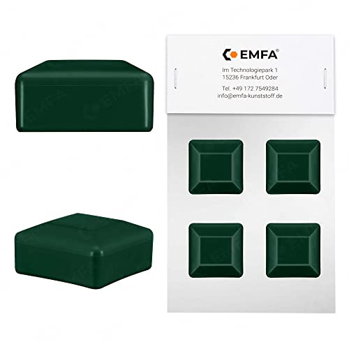 EMFA Capuchon pour poteau carré 70x70 mm Vert 4 pièces chapeau de clôture tube plastique 7x7 cm