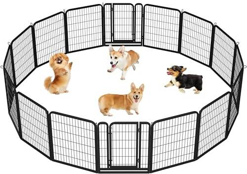 Abician Parc pour Chien 16Panneaux Enclos pour Chien en Métal 80 cm de Haut