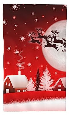 BAFAFA Weihnachtsmann Rentier Gedruckt Gesicht Waschlappen Schnell Trocknende Waschlappen Weiche Fingerspitze Handtücher Saugfähige Gesicht Waschlappen Weiche Make-up-Entferner Tücher