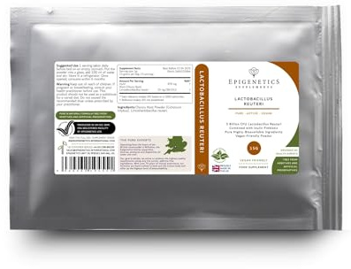 Lactobacillus Reuteri 15g | 5 Billion CFU Probiotic + Chicory Root Prebiotic (Inulin) | Vegan Friendly Powder UK Made | 1g Daily (15 Servings)
