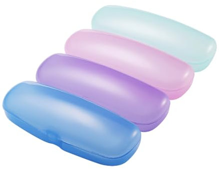 JIHUOO 2 Pcs Clear Plastic Eye Glasses Cases Hard Reading Glasses Boxes Portable Glasses Storage Case Lightweight Sunglasses Holder Protector Travel Eyeglasses Organizer