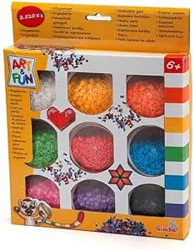 Art och Fun strykpärlor i 9 färger, 9 x burk med 280 strykpärlor, röd, gul, vit, orange, grön, blå, lila, svart, rosa, från 6 år
