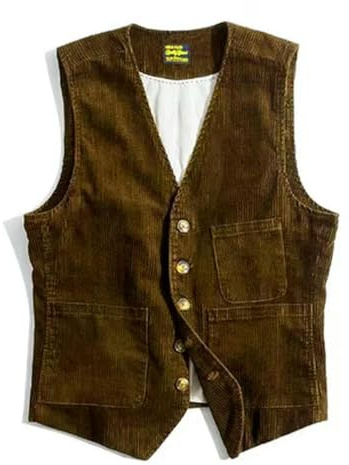 KWTF Abbigliamento da Lavoro di Moda Gilet da Uomo Vintage Americano Giacca di Velluto a Coste Gilet da Uomo Britannico Cordoncini da Caccia all'aperto Abbigliamento Maschile
