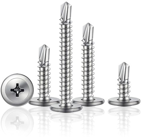 HXJDAM 180 Piezas Tornillos Roscachapas 4,2 x 25MM Tornillos Acero Inoxidable 410 Tornillos Roscachapas Tornillos de Acero Inoxidable Chapa Sandwich (Plata）