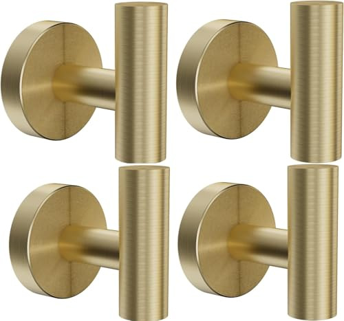 YUET 4 Pezzi Ganci Portasciugamani in SUS 304 Acciaio Inox Gancio Appendiabiti da Parete Con Accessori a vite per Cucina e Bagno Asciugamani Muro Accappatoio (4 Oro)