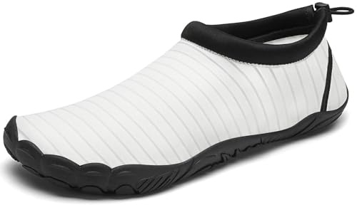 Mishansha Scarpe Scoglio Uomo Donna Scarpa da Mare Traspirante Antiscivolo Scarpette Acquatiche Asciugatura Rapida per Spiaggia Piscina Immersione Surf Nuoto Canottaggio, Bianco, 42 EU