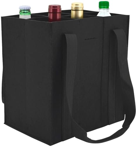 PEARL Filztasche: Filz-Flaschen-Tragetasche für 6 Flaschen, je bis 1,5 Liter, schwarz (Einkaufstasche für, Flaschentasche Filz, Getränkehalter)