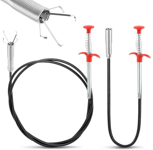 2 Pezzi Pinze per Artigli Flessibili, 200cm/90cm Gripper Flessibile Artiglio Gripper Set, Flessibile Sbloccatore di Scarico, Pinza Pulizia Scarico per Scarichi Lavello Vasca da bagno Canali fognari