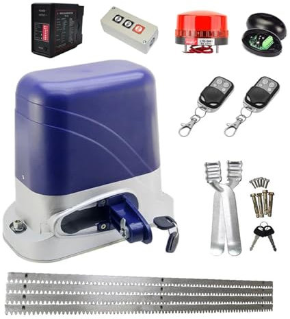 EDEDE Sliding Gate Motor Automatic Electric Gate Opener For 1300KG Sliding Gate Door Garage Operator With 4m Steel Racks Remote Gear Motor Actuator(KIT6)