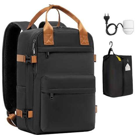 COOLIFE Vakuum Rucksack Handgepäck Ryanair 40x30x20 | Abnehmbarer Vakuumbeutel für großes Reisepacken, Laptop Rucksack 15.6 Zoll Für Outdoor und Studienreisen Damen Herren - Vacuum Koffer mit Pumpe