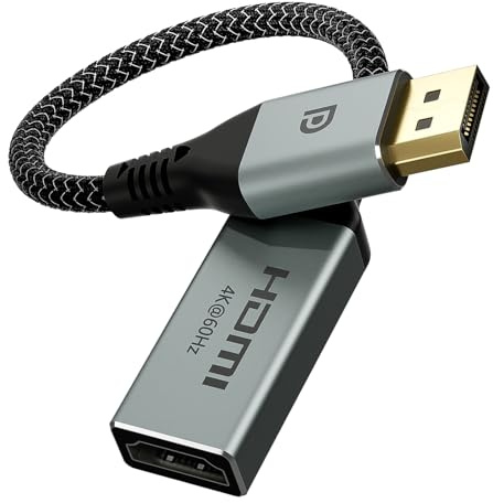 VCELINK 4K Display Port to HDMI Adapter [4K@60Hz, 2K@165Hz, 2K@144Hz], Uni-Directional DP Male to HDMI Female Converter for Monitor, Computer, TV, Projector