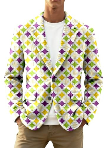 Blazer Uomo Casual, Giacca in Corduroy con Paillettes Print per Uomo Stile Casual per Cappotto da Matrimonio ed Eventi Notturni