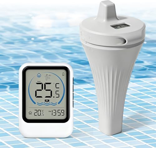 Thermomètre Piscine Connecté Sans Fil IP68, Thermomètre Piscine Numérique Flottant Haute Précision (-40°C à +70°C), Étanche pour Aquarium, Spa, Étang
