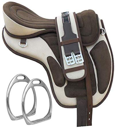 Y et Z Entreprises synthétique sans Arçon Freemax Western Selle de Cheval Taille au Siège DE 45,7 cm 38,1 cm Disponible Obtenez 1 Sangle Assorti avec Cuir Étrier, Crème, 17.5 inch Seat