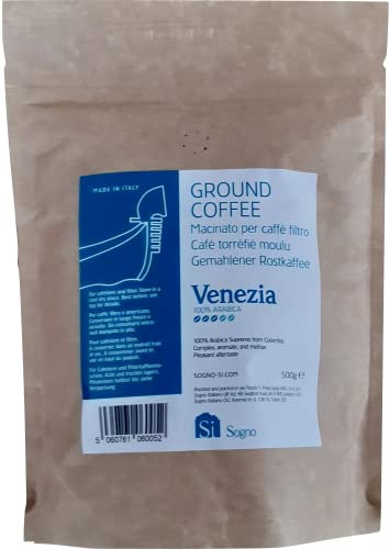 Si Sogno VENEZIA ground coffee 100% Arabica single origin, for cafetiere and filter; 500g, medium roast