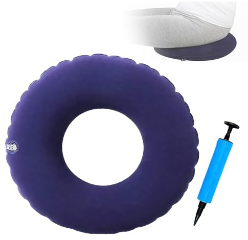EDWERD Coussin d'air Gonflable avec Pompe - Coussin d'allaitement pour Personnes à mobilité réduite soulager la Douleur Convient aux fauteuils roulants et fauteuils roulants Rond