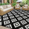 Homcomodar Outdoor Rug for Patio Waterproof 180x270cm Garden Rugs Plastic Straw Rug UV Resistant Camping Mat Patio Rugs for BBQ Picnic Balcony Beach Deck(Black)