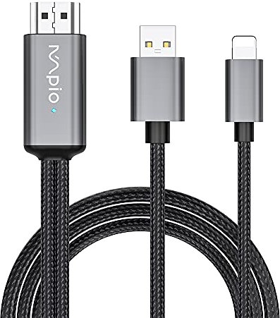 MpioLife HDMI Adapter für Pad zu TV, 1080P HD Lighting HDMI Kabel Phone Digital AV Adapter Streaming Bildschirm für Phone 14/13/12/11/X/8/7/6, Pad, Pod zu TV, Projektor, Monitor, 6.6 FT/2 Meter