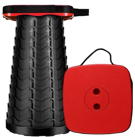 MKBK Teleskoppall justerbar fyrkantig camping, hopfällbar utomhus för camping, fiske, vandring, större område kvadrat och lastkapacitet 220 kg (röd)