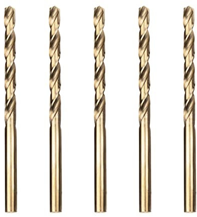 Meccion HSS-Co 5pcs 5.0mm Foret Hélicoïdal Professional Forets à Métaux en Acier Inoxydable, Standard DIN 338