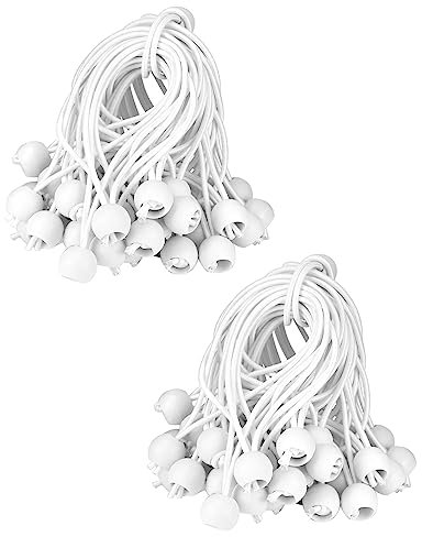 QWORK® 100 pièces tendeur élastiques avec Boules, 15 cm, tendeur en Caoutchouc Blancs, adaptés pour Les tentes de Camping, Les bâches, Les bannières, Les Articles ménagers.