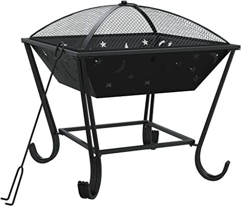 vidaXL Foyer avec tisonnier 50 cm XXL Acier, Chauffage, Chauffe-terrasse, Foyer extérieur, cheminée, Chauffage d'extérieur, Bol à feu