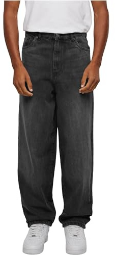 Urban Classics Heavy Ounce Baggy Fit Jeans, Pantaloni Uomo, Black Washed,