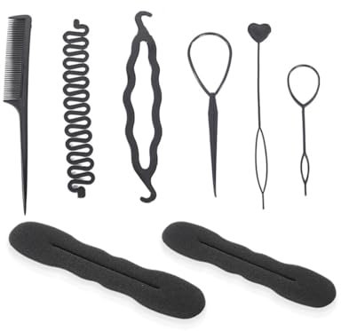 VBSJAH Haarstyling-Zubehör, 8PCS Haar Flechtwerkzeug,Haar Zubehör Styling Set,Haarknoten Braid Maker,Hair Loop Tool Kit DIY Style Mädchen Frauen Frisurenhilfe Band Spiral Flechten für Haarspangen