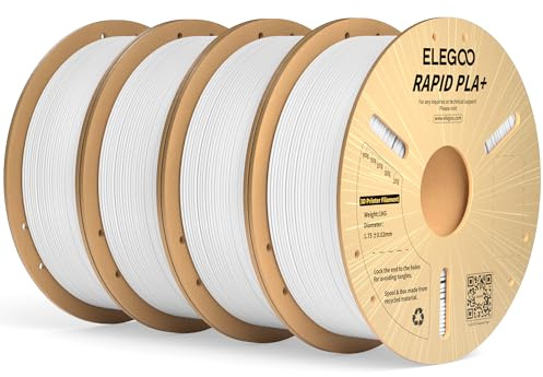 ELEGOO High Speed PLA+ Filament 1.75mm Weiß 4 KG, Rapid PLA Plus 3D Drucker Speedy Filament, 600 mm/s Hochgeschwindigkeitsdruck, Maßgenauigkeit +/-0,02mm, 1kg Spule (2.2lbs)