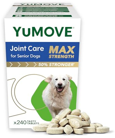 YuMOVE Max Strength Joint Supplement for Senior Dogs, Hip & Joint care with Glucosamine, Chondroitin & Green Lipped Mussel, Aged 8+, 240 Tablets